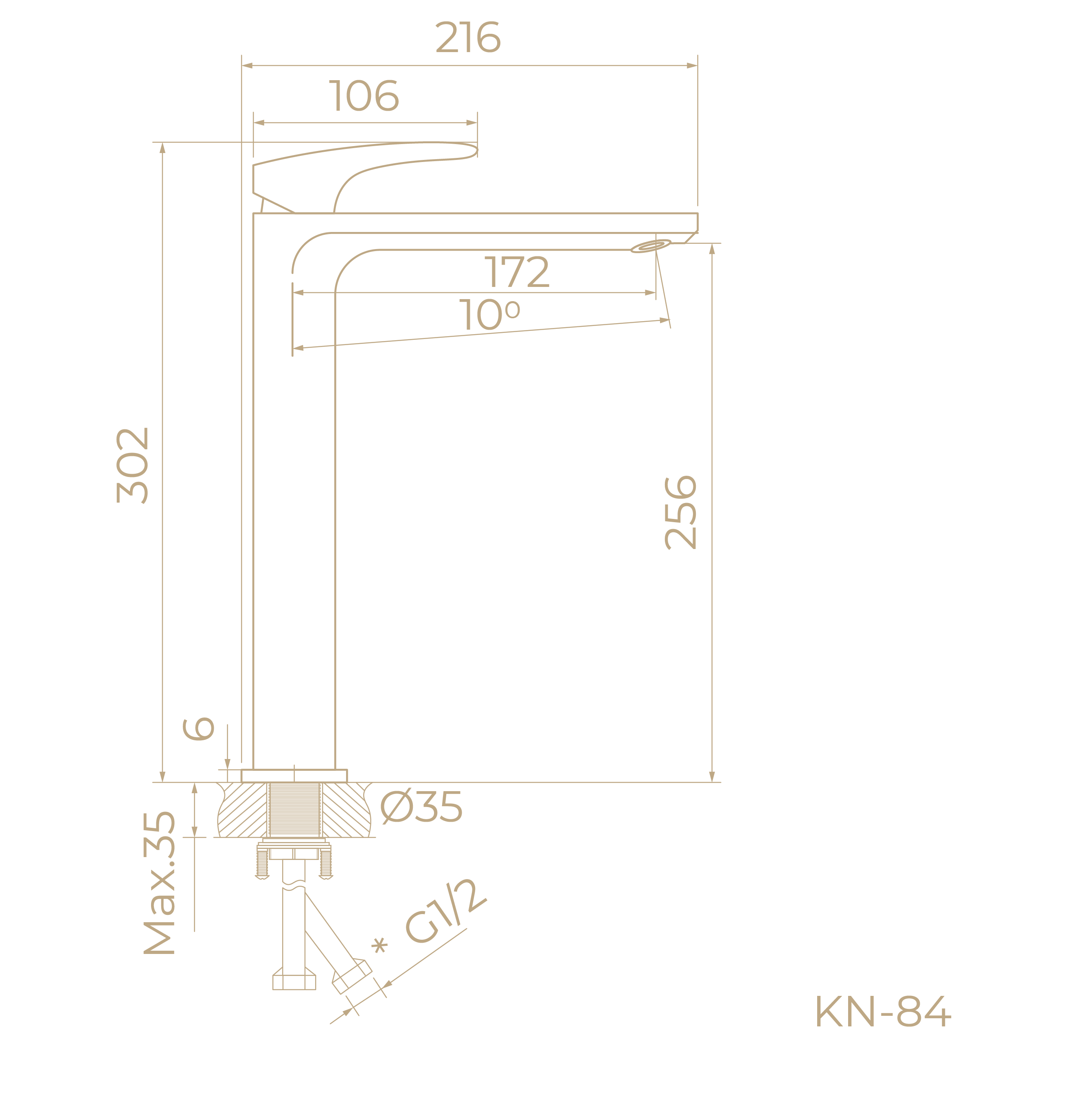 Смеситель для накладной раковины KN-84